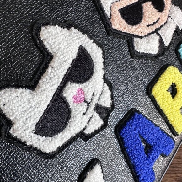 NWT! Karl Lagerfeld Maybelle Mini Tote Satchel Fur Patch Logo Black - Picture 6 of 7